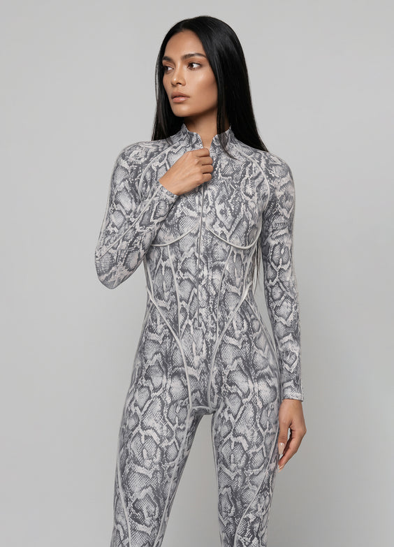 Catsuit Silver Snake con espalda cerrada