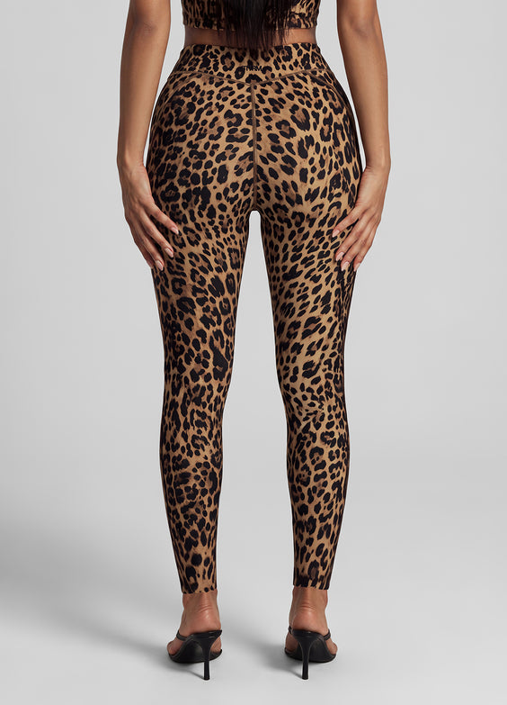Golden Leopard Contour Stitch Leggings