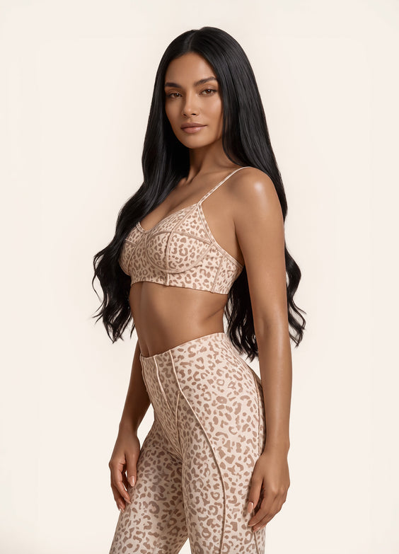 Sandstone Leopard Contour Stitch Bralette