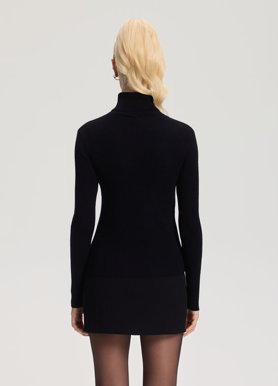 Ribbed Wool Blend Turtleneck
