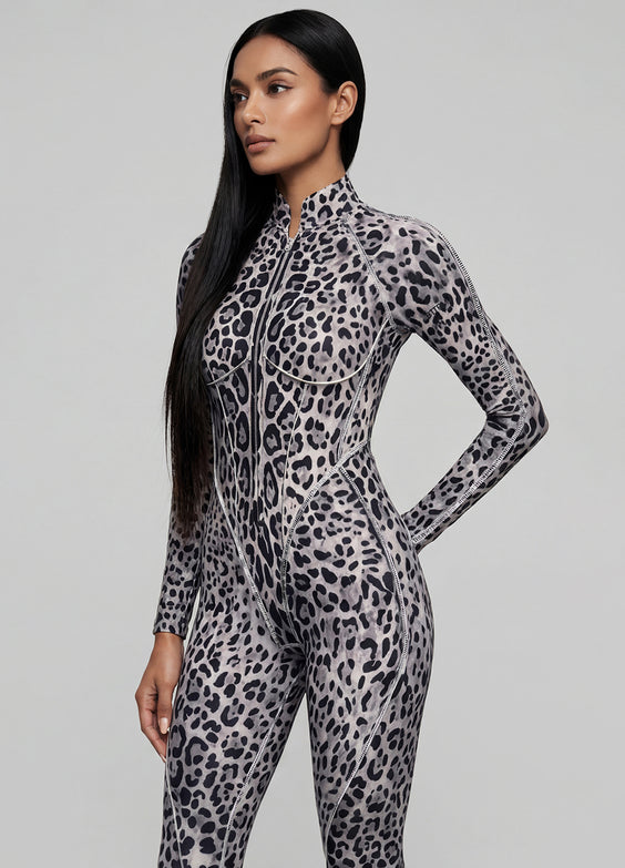 Catsuit Snow Leopard con espalda cerrada