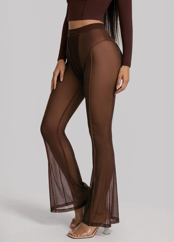 Semi-Sheer Contour Flare Leggings