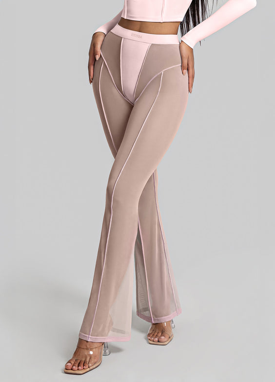 Semi-Sheer Contour Flare Leggings