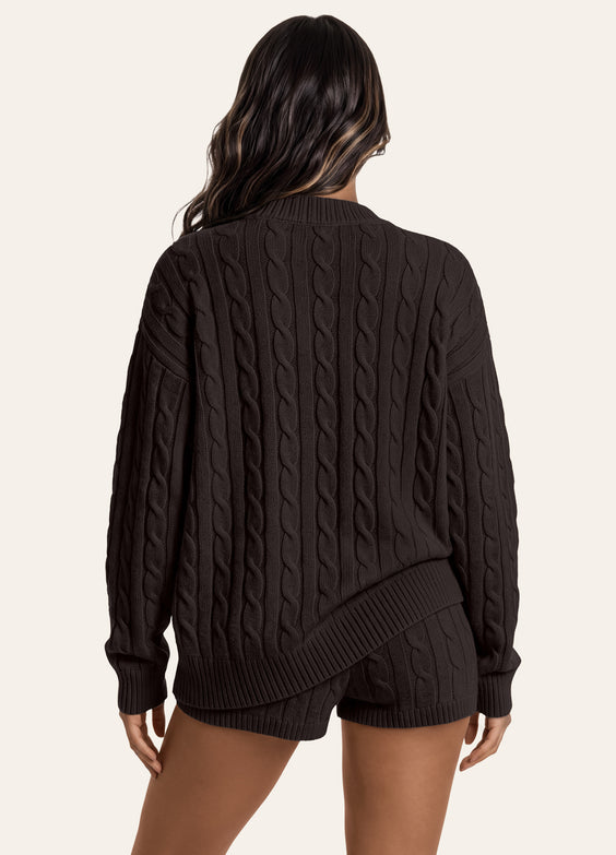 Cardigan oversize in maglia grossa a trecce