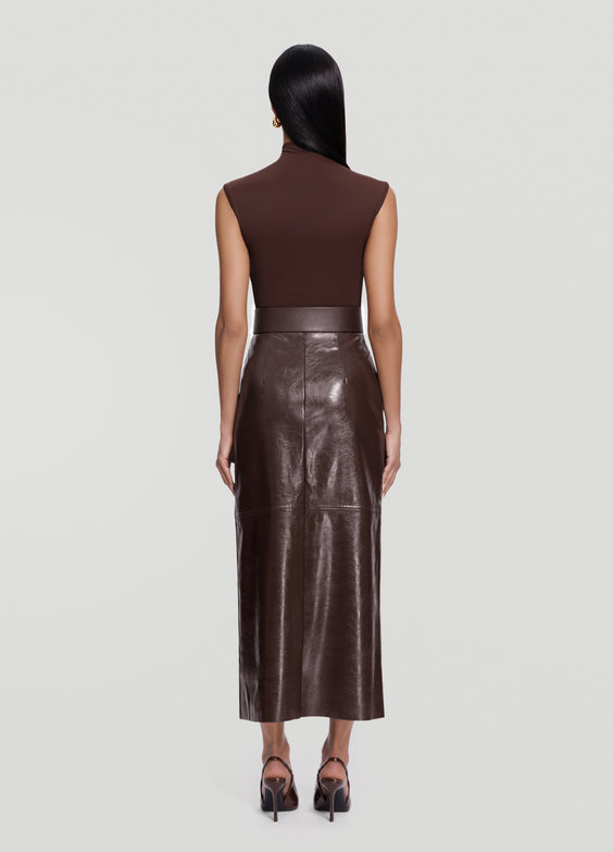 Faux Leather Pencil Maxi Skirt