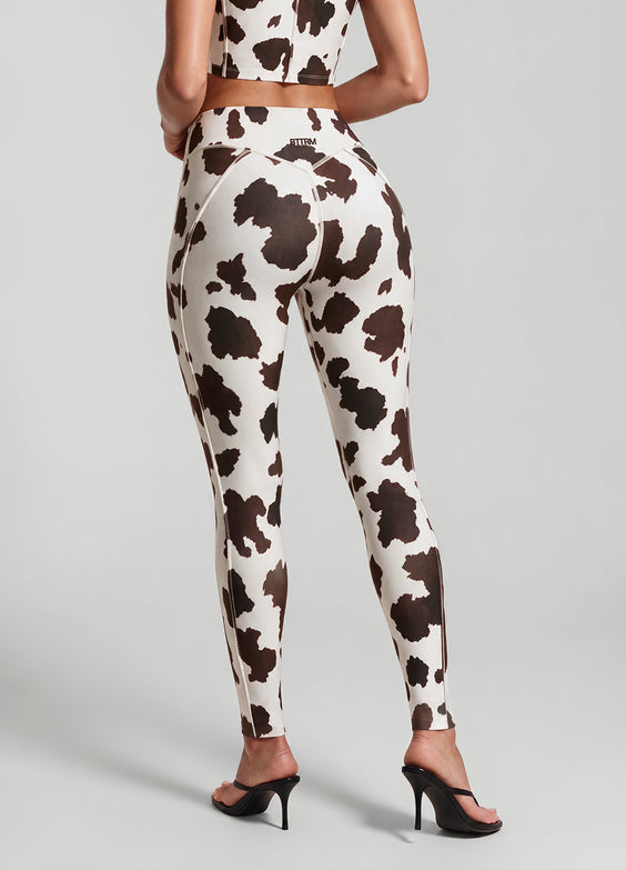 Mocha Cow Contour Stitch Leggings
