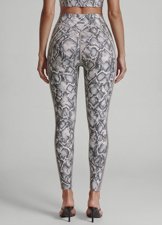 Silver Snake Contour Stitch Leggings