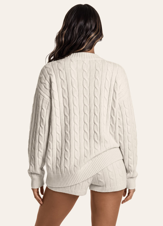 Oversize-Grobstrick-Cardigan mit Zopfmuster