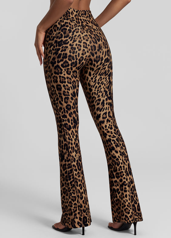 Golden Leopard Longline Flare Leggings