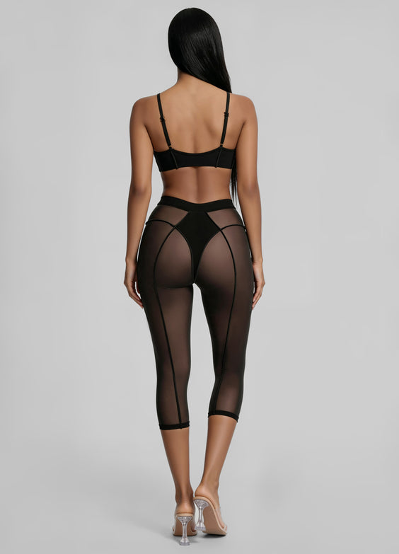 Semi-Sheer High-Rise Capri Leggings
