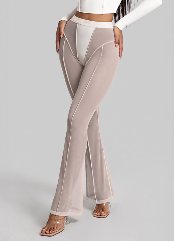 Semi-Sheer Contour Flare Leggings