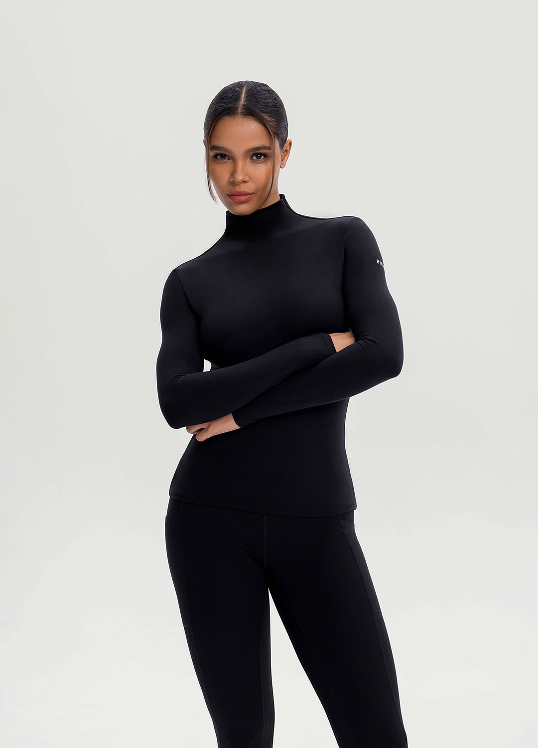 Mock Neck Long Sleeve Top (Color: Black) | BetterMe Store