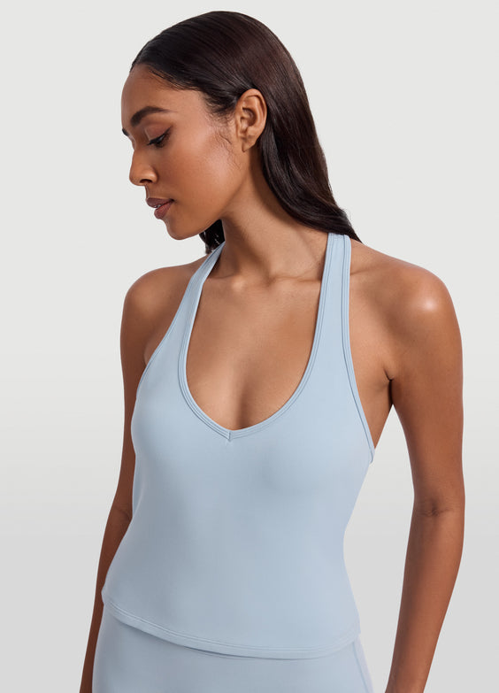 Open Back Halter Tank Top