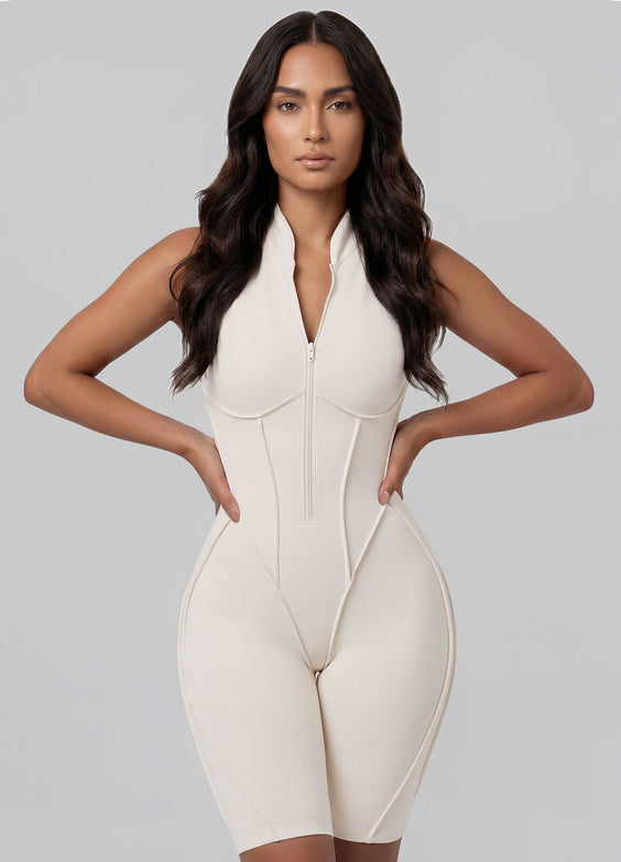 Closed-Back Sleeveless Shorts Catsuit