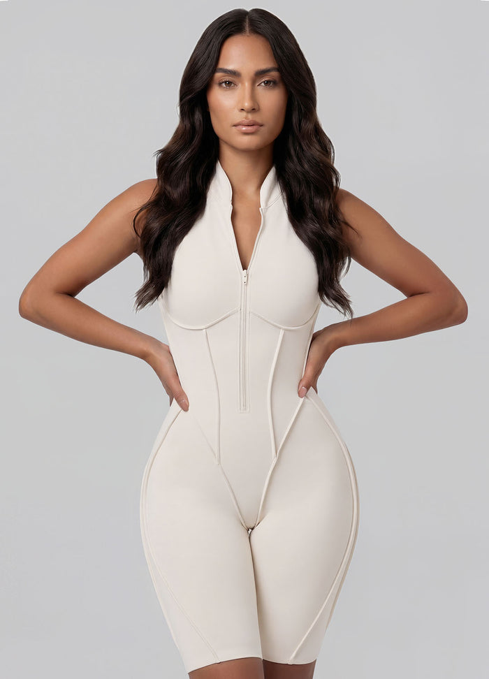 Closed-Back Sleeveless Shorts Catsuit