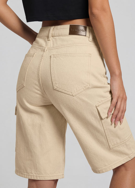 Relaxed Cargo Denim Shorts