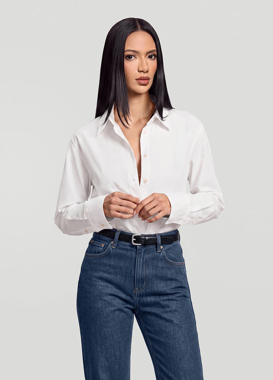 Camisa de algodão ajustada com botões