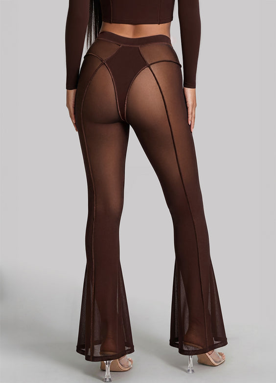 Semi-Sheer Contour Flare Leggings