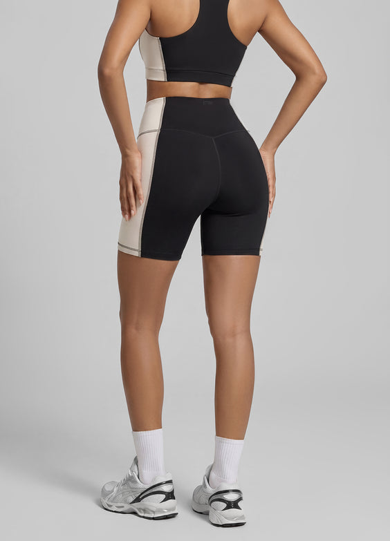 Two-Tone High-Waisted Shorts