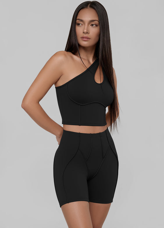 One-Shoulder Cutout Crop Top