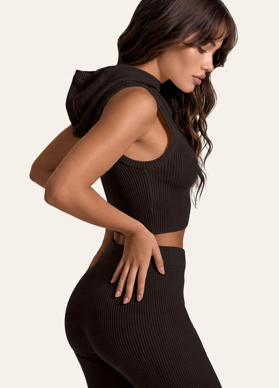 Ribbed Knit Hoodie