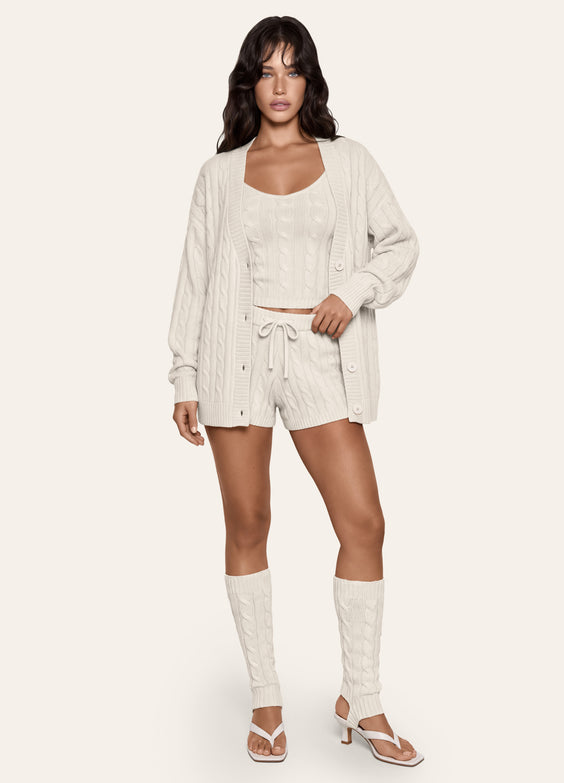 Oversize-Grobstrick-Cardigan mit Zopfmuster