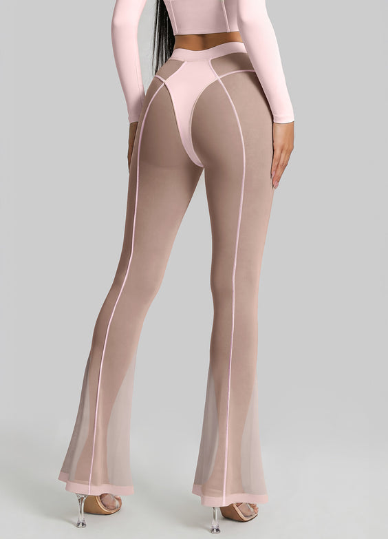 Semi-Sheer Contour Flare Leggings