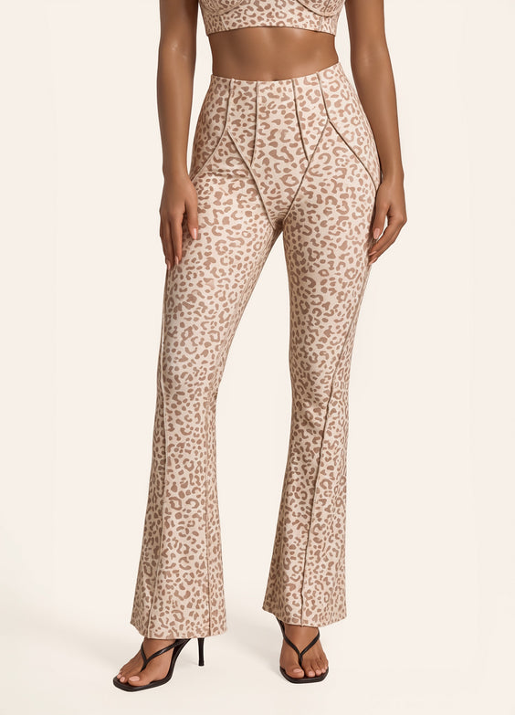 Sandstone Leopard Longline Flare Leggings