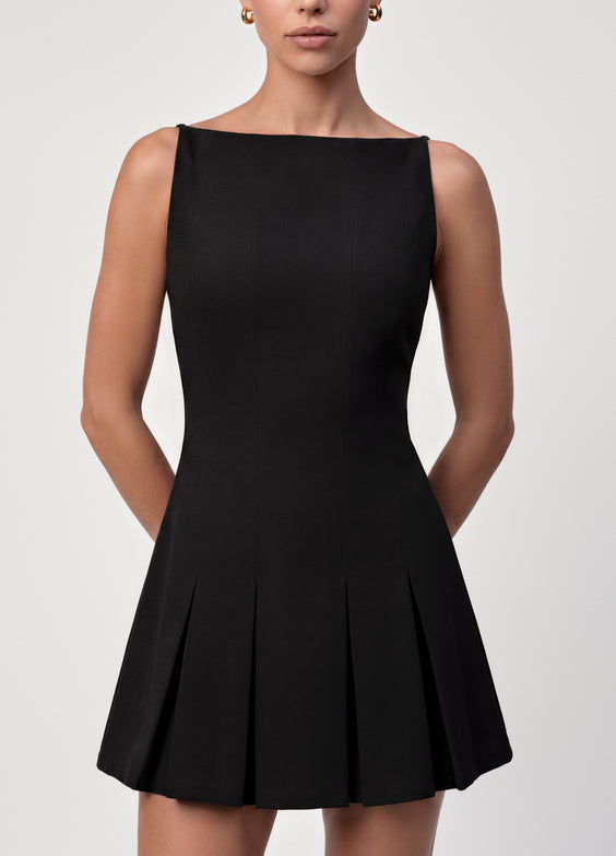 Structured Pleated Mini Dress