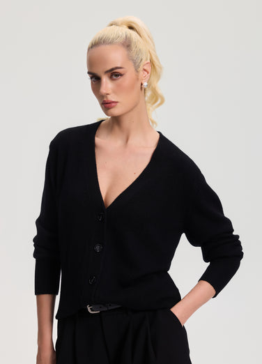 Cardigan classico in lana con bottoni