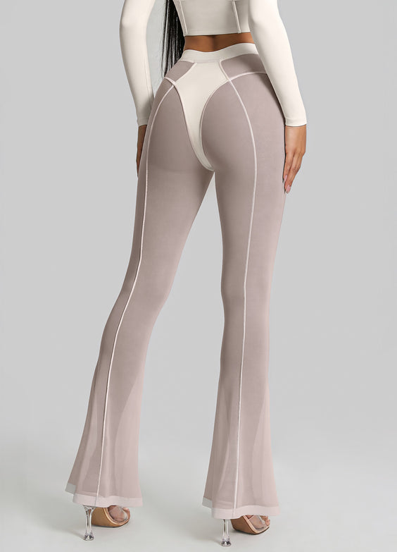 Semi-Sheer Contour Flare Leggings