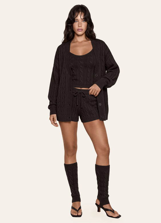 Cardigan oversize in maglia grossa a trecce