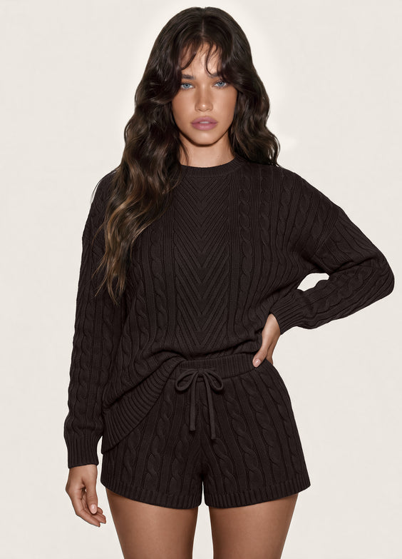 Oversize-Pullover mit Zopfmuster im Fischerstil
