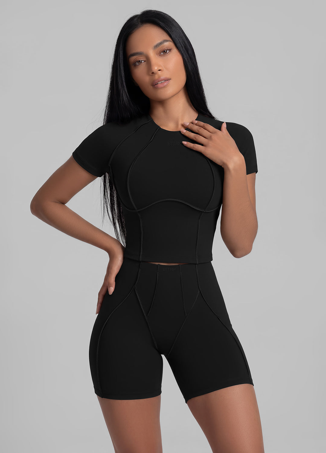 Contour Stitch Micro Shorts (Color: Black) | BetterMe Store