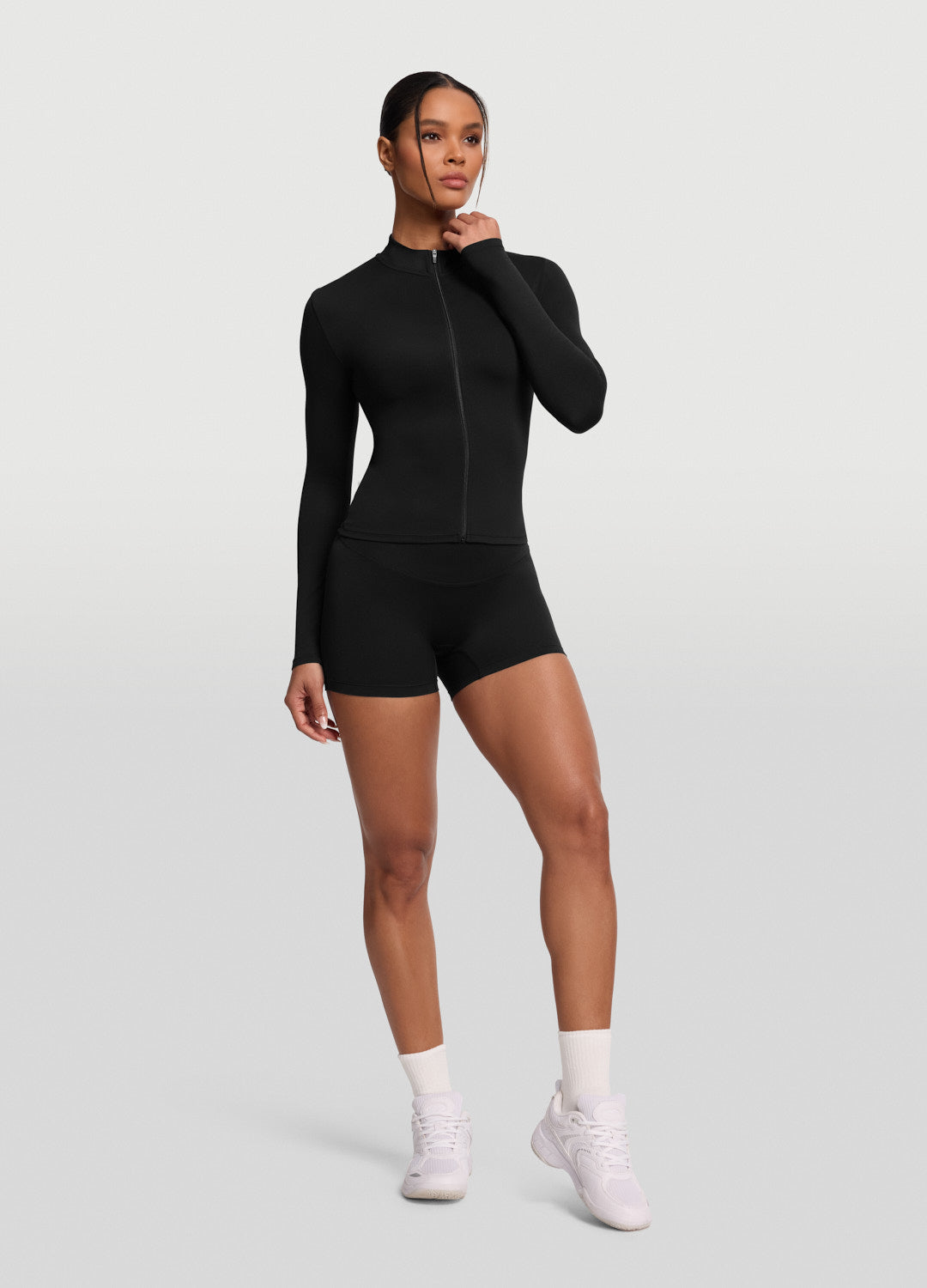 Sleek Zip-Up Long Sleeve Jacket (Color: Black) | BetterMe Store