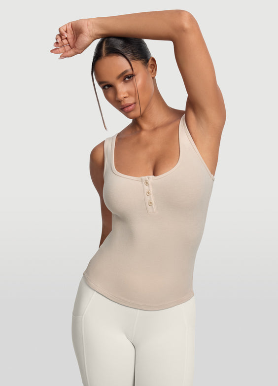 Button Front Tank Top