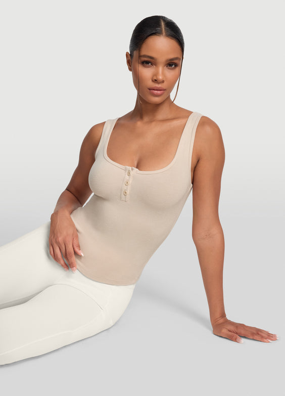 Button Front Tank Top