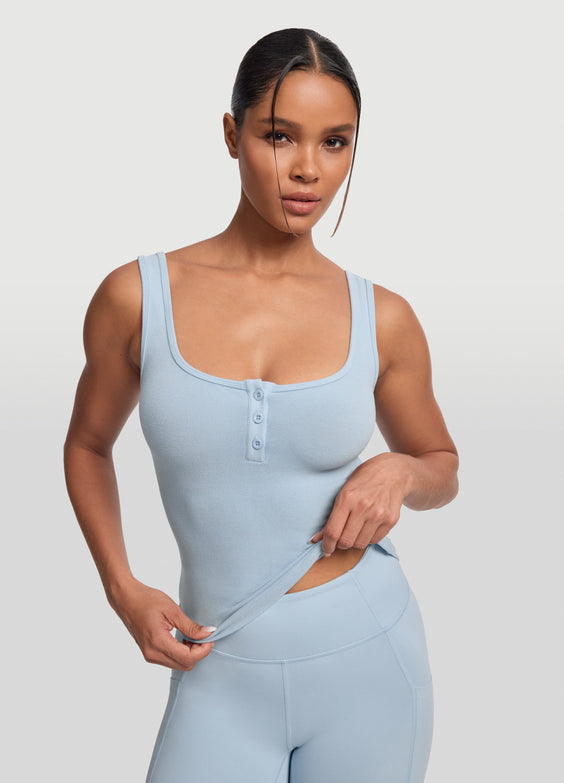 Button Front Tank Top