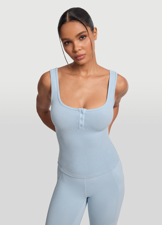 Button Front Tank Top