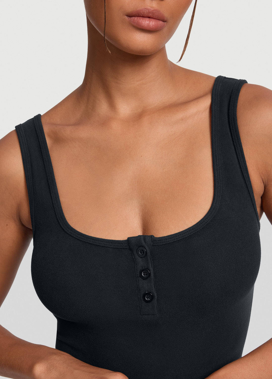 Button Front Tank Top (Color: Black) | BetterMe Store