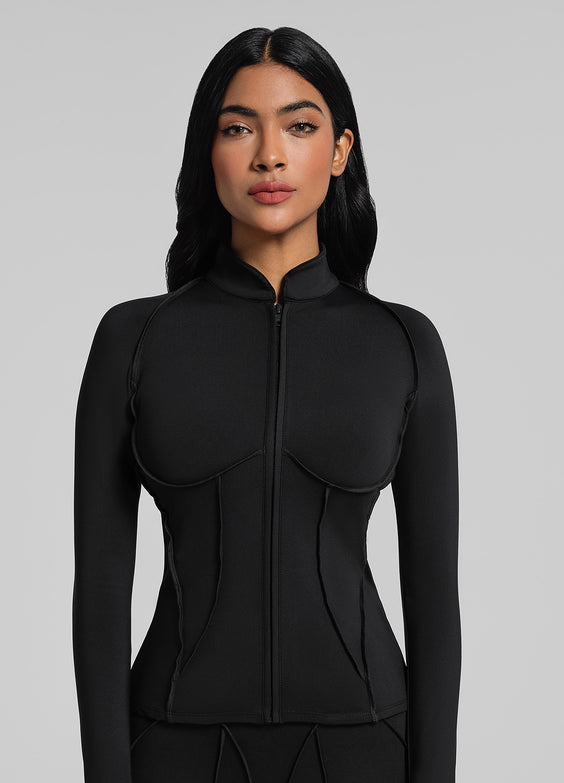 Contour Zip-Up Long Sleeve Top