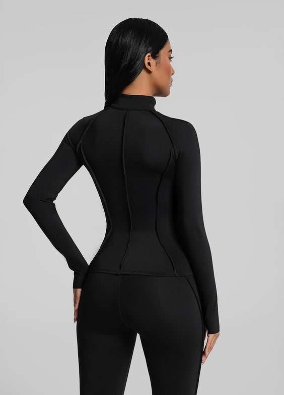 Contour Zip-Up Long Sleeve Top
