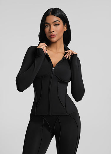 Contour Zip-Up Long Sleeve Top