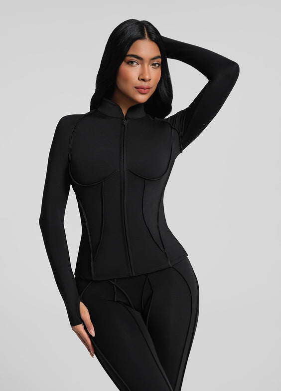 Contour Zip-Up Long Sleeve Top