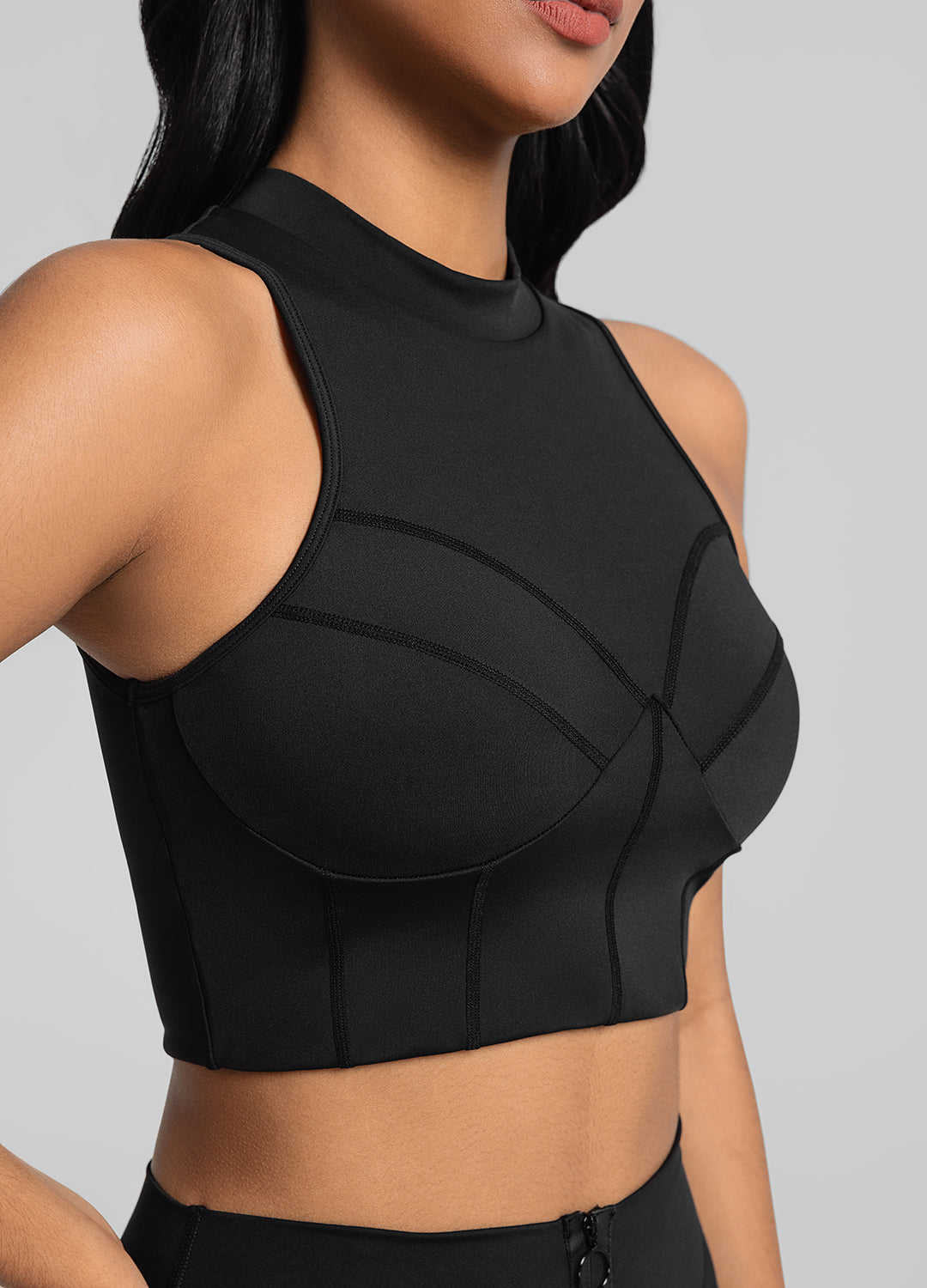 High-Neck Crop Top (Color: Black) | BetterMe Store