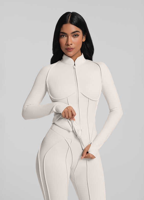 Contour Zip-Up Long Sleeve Top