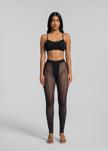 Leggings Semitrasparenti a Vita Alta