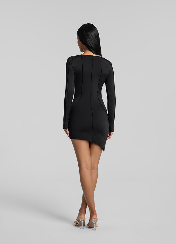 Curved Stitching Mini Dress