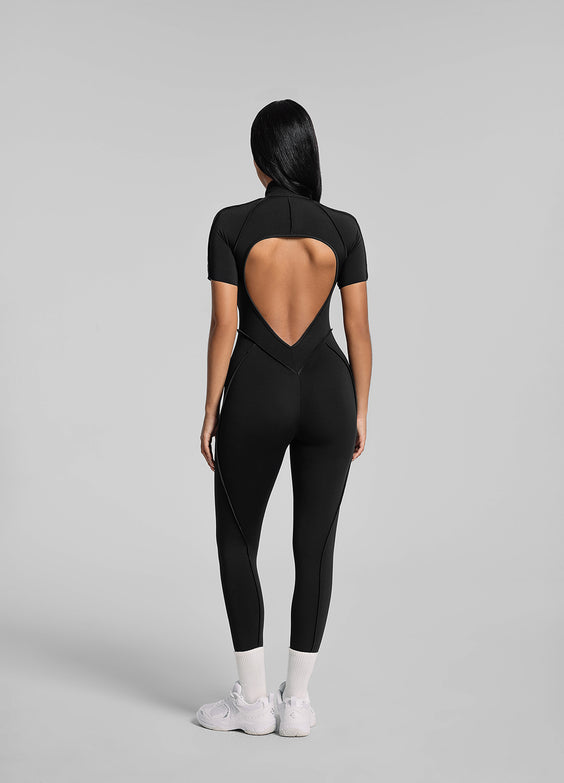 Kurzärmliger Catsuit in voller Länge
