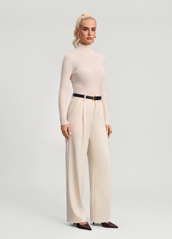 Ribbed Wool Blend Turtleneck